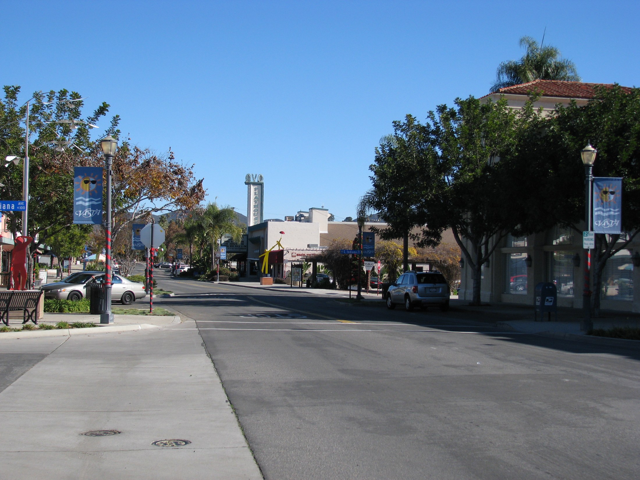 View east along Main Street in downtown Vista, California
